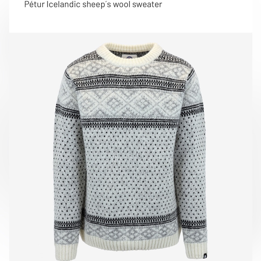 Icewear Icelandic Wool Sweater - Gray, Ivory and Black. Size L. EUC